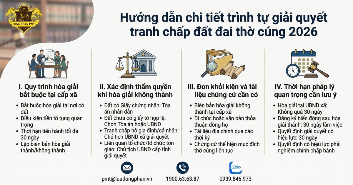 Hướng dẫn chi tiết quy trình giải quyết tranh chấp đất đai thờ cúng mới nhất năm 2026