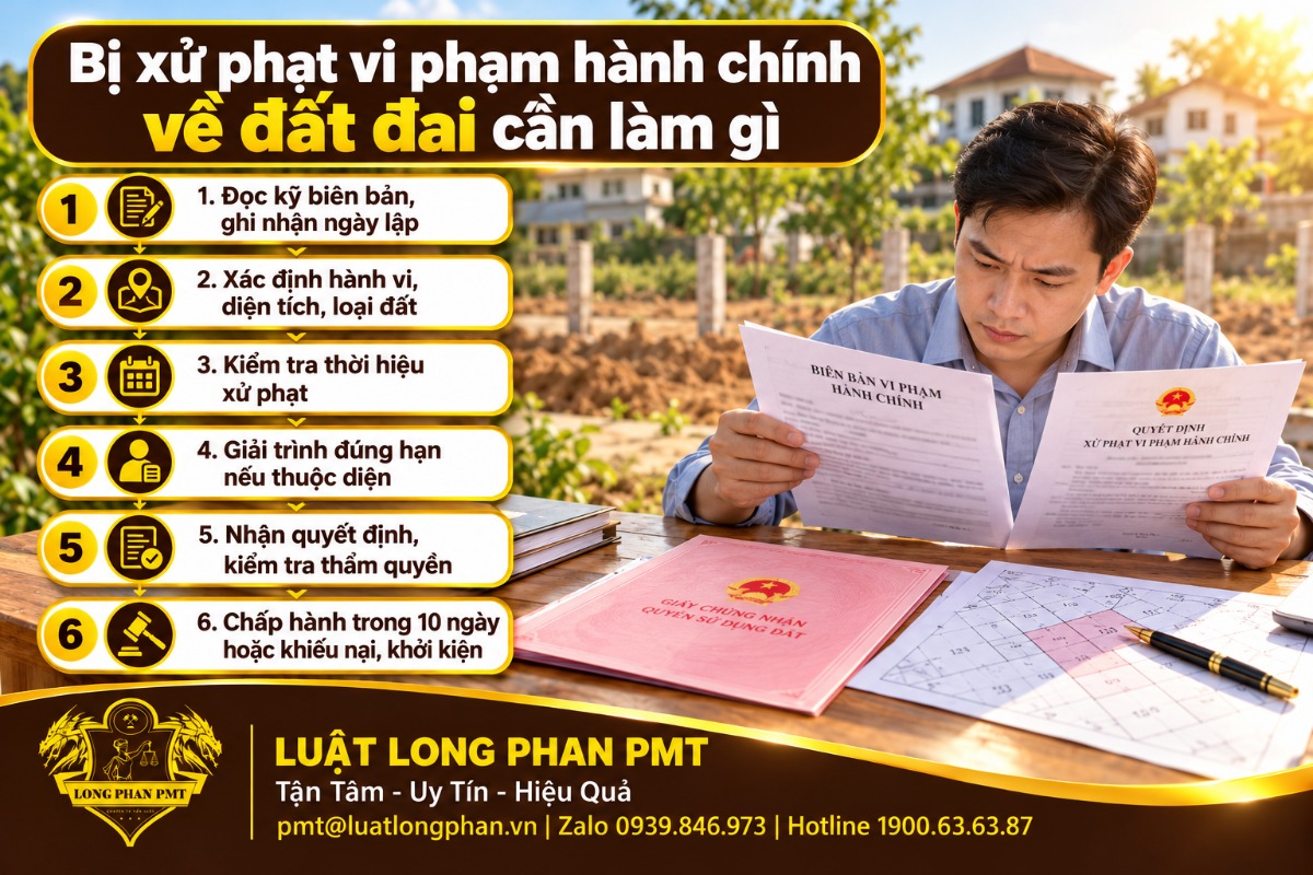 6 bước xử lý khi bị xử phạt hành chính về đất đai: đọc biên bản, kiểm tra thời hiệu, giải trình, chấp hành hoặc khiếu nại