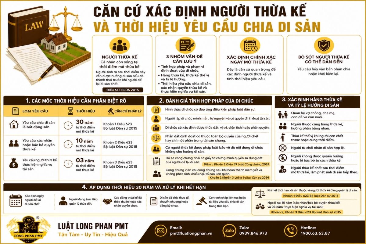 Căn cứ xác định người thừa kế và thời hiệu yêu cầu chia di sản