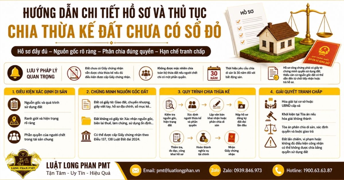 Quy trình chia thừa kế đất chưa có sổ đỏ khi các bên đồng thuận