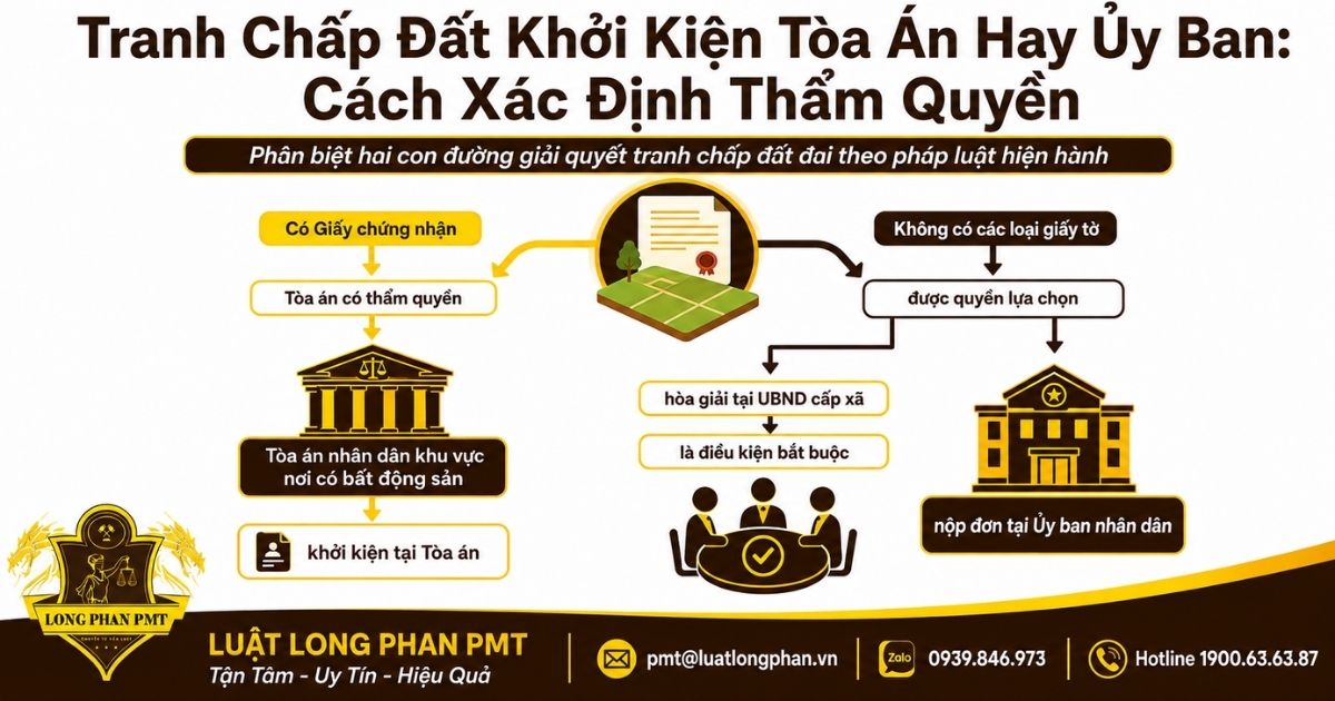 Tranh chấp đất khởi kiện Tòa án hay Ủy ban và cách xác định đúng thẩm quyền.