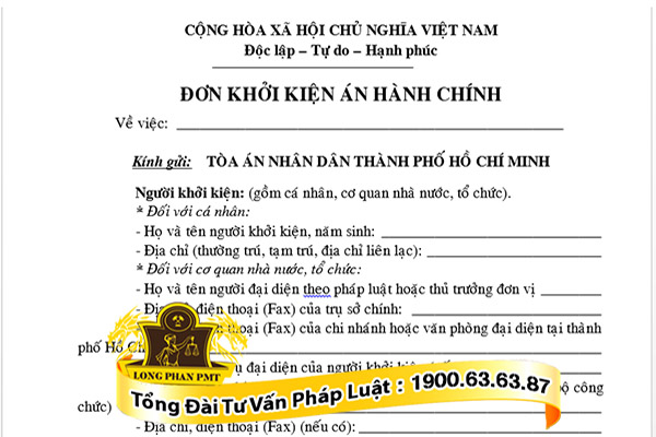 Đơn khởi kiện hành chính liên quan đến giải tỏa mặt bằng