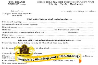 huong dan mau giai trinh nop cham to khai thue