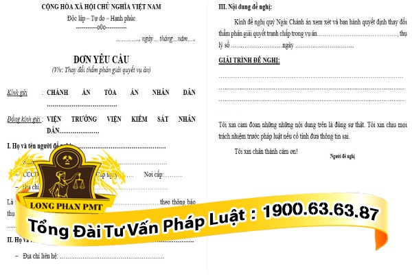 bieu mau don de nghi thay doi tham phan trong vu an dan su