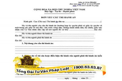 mau don yeu cau thi hanh an dan su