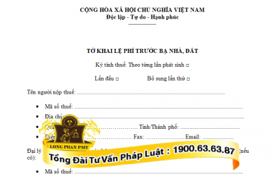 mau to khai nop le phi truoc ba nha dat