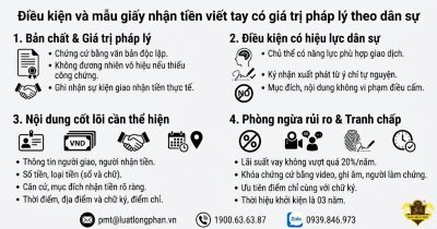 Các điều kiện và mẫu cho giấy nhận tiền viết tay có giá trị pháp lý