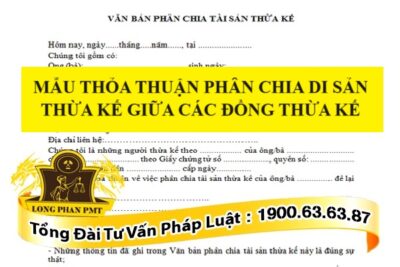Quy định về mẫu thỏa thuận phân chia di sản giữa các đồng thừa kế