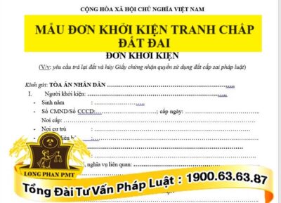 Mẫu đơn khởi kiện tranh chấp đất đai mới nhất
