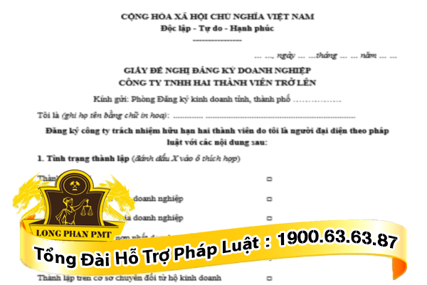 Mẫu Giấy đề nghị thành lập công ty TNHH hai thành viên trở lên