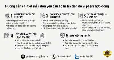 Hướng dẫn chi tiết các bước trong đơn yêu cầu hoàn trả tiền vi phạm hợp đồng