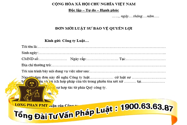 huong dan mau don moi luat su bao ve quyen loi