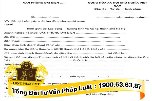 van ban de nghi cap giay phep lao dong cho nguoi nuoc ngoai 