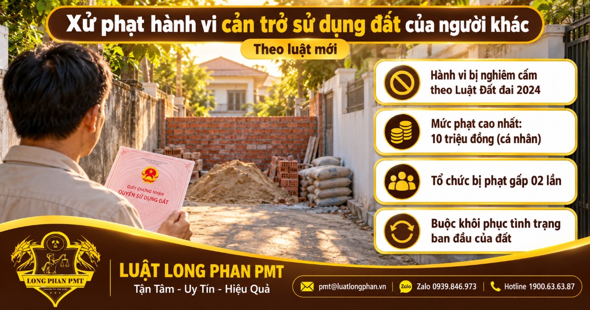 Xử phạt hành vi cản trở sử dụng đất của người khác theo luật mới: mức phạt cao nhất 10 triệu đồng đối với cá nhân