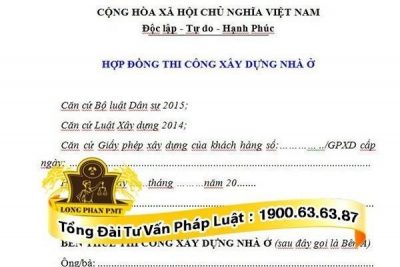 Mẫu đơn hợp đồng xây dựng