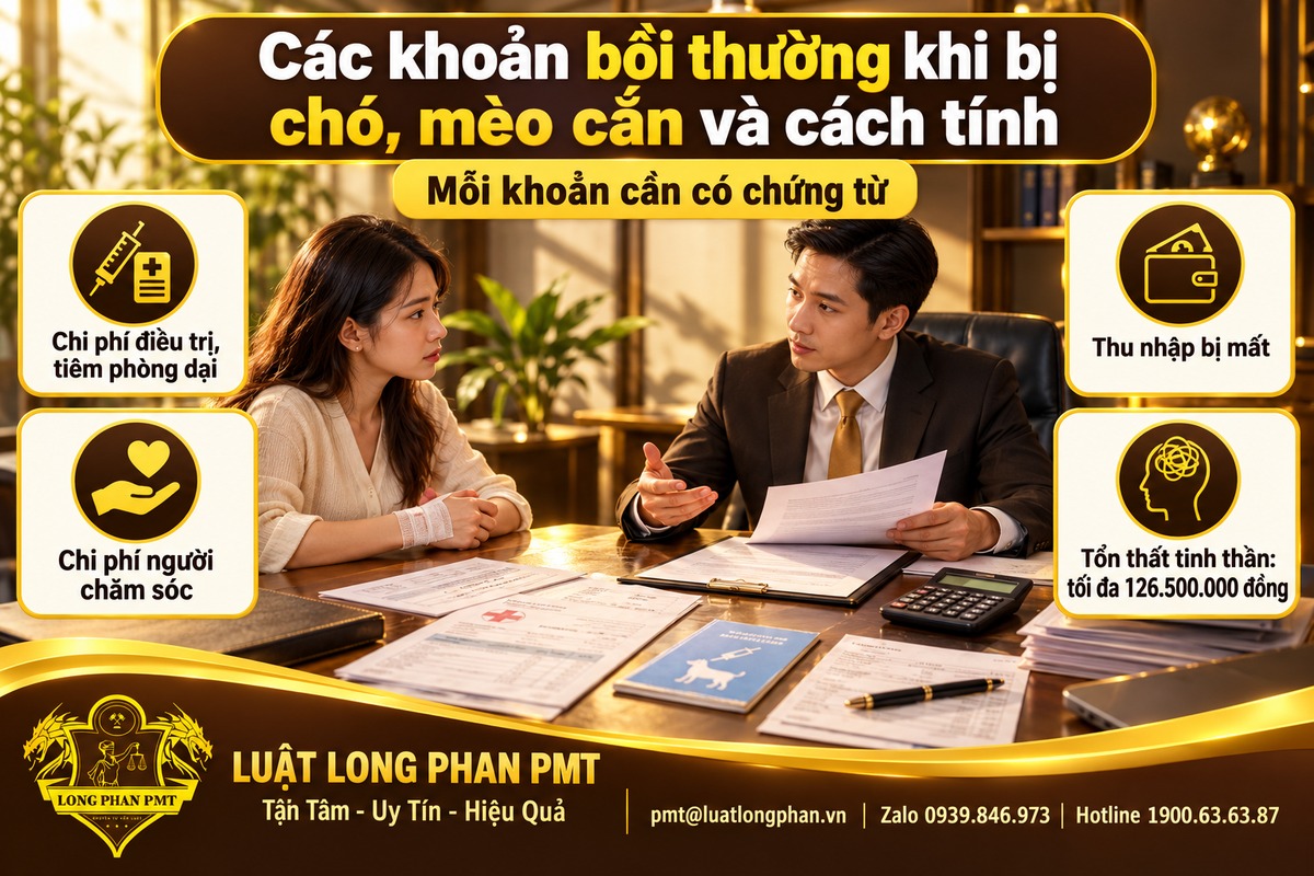 Các khoản bồi thường khi bị chó, mèo cắn và cách tính chi phí điều trị, thiệt hại