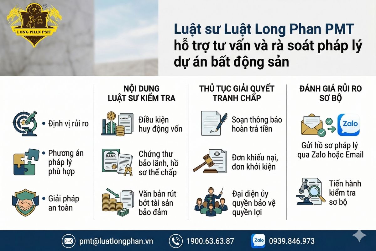Dịch vụ luật sư hỗ trợ tư vấn và rà soát pháp lý dự án bất động sản chuyên nghiệp.
