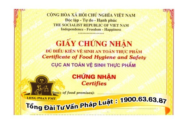 giấy chứng nhân an toàn thực phẩm