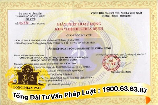 Giấy chứng nhận hoạt động khám, chữa bệnh