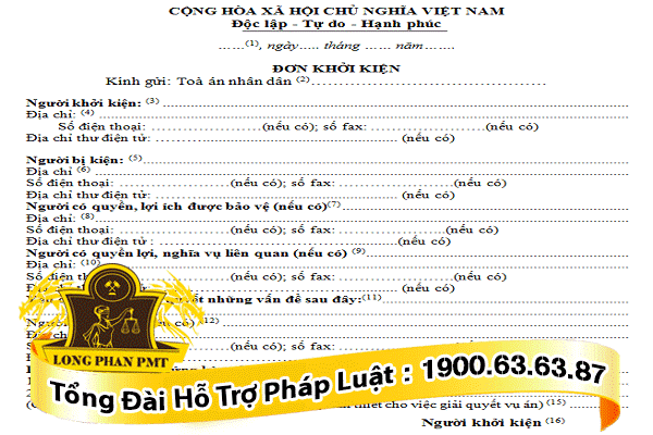 đơn khởi kiện trong hồ sơ