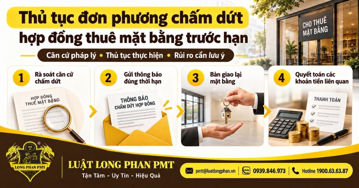 Thủ tục đơn phương chấm dứt hợp đồng thuê mặt bằng trước hạn theo đúng trình tự.