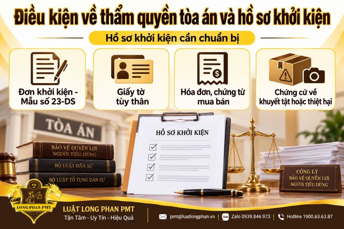 Hồ sơ khởi kiện hàng kém chất lượng gồm đơn khởi kiện, giấy tờ, hóa đơn và chứng cứ thiệt hại.