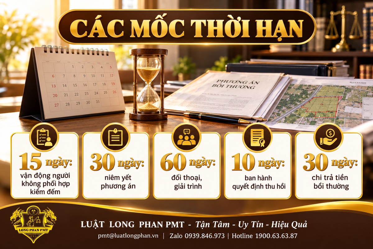 Các mốc thời hạn bồi thường hỗ trợ tái định cư khi thu hồi đất