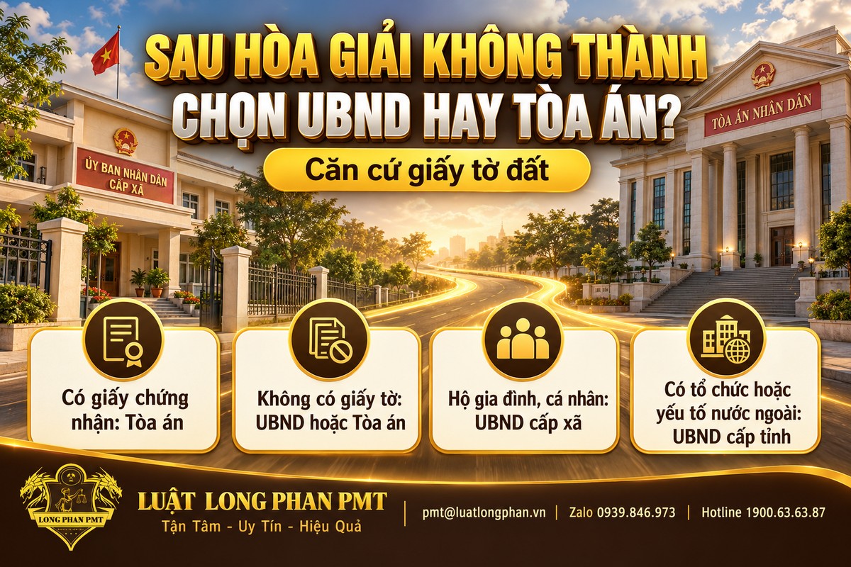 Chọn UBND hay Tòa án sau hòa giải không thành theo giấy chứng nhận, chủ thể tranh chấp và cấp UBND có thẩm quyền