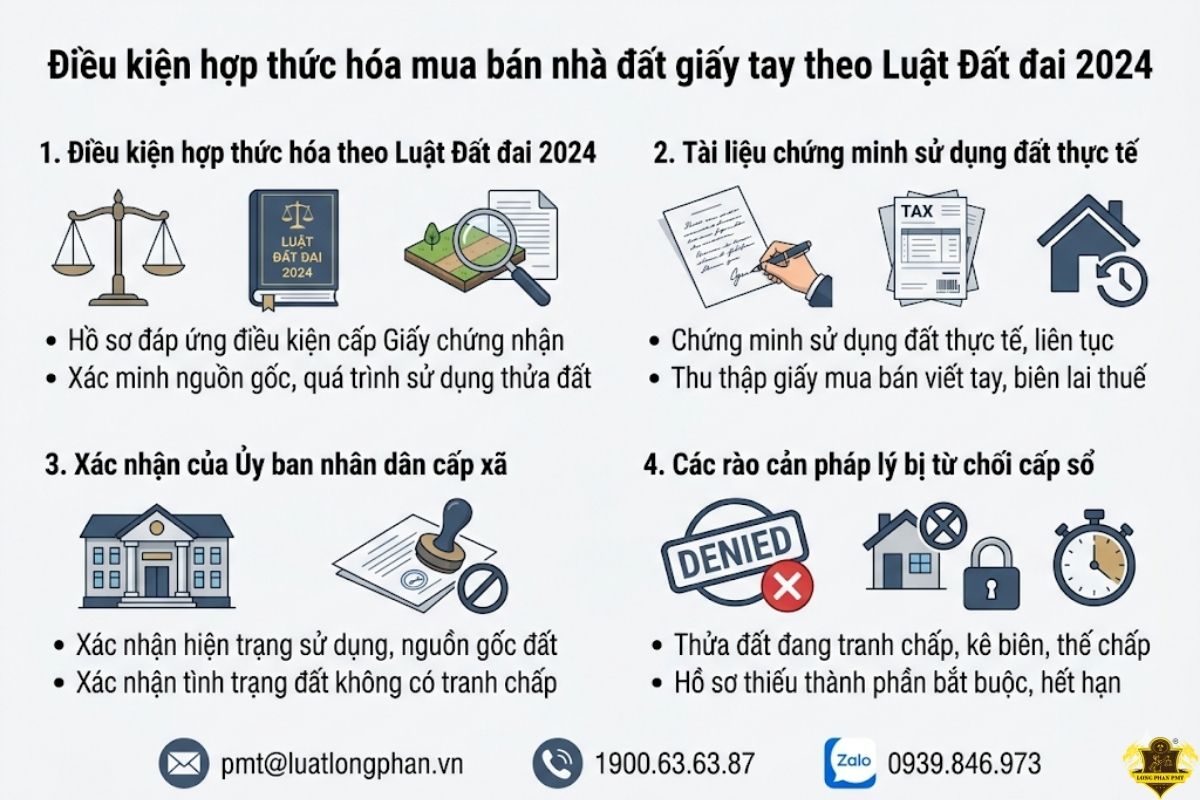 Điều kiện hợp thức hóa mua bán nhà đất giấy tay mới nhất.
