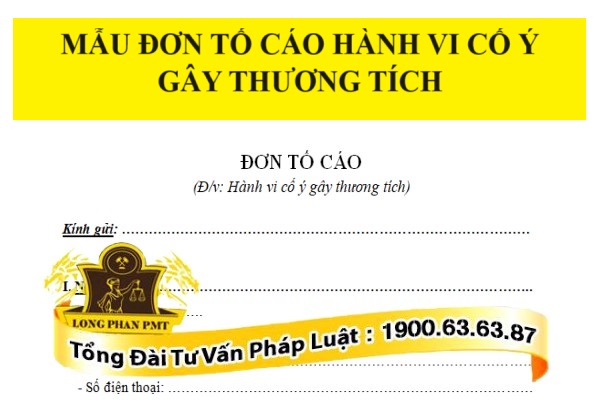 Mẫu đơn tố cáo hành vi cố ý gây thương tích