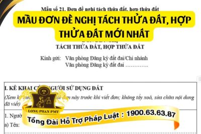 Quy định về mẫu đơn đề nghị tách thửa/hợp thửa mới nhất.