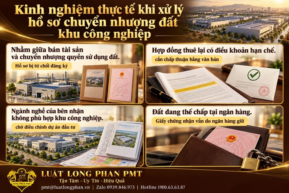 Bốn rủi ro khi chuyển nhượng đất khu công nghiệp liên quan tài sản, hợp đồng thuê lại, ngành nghề và thế chấp.
