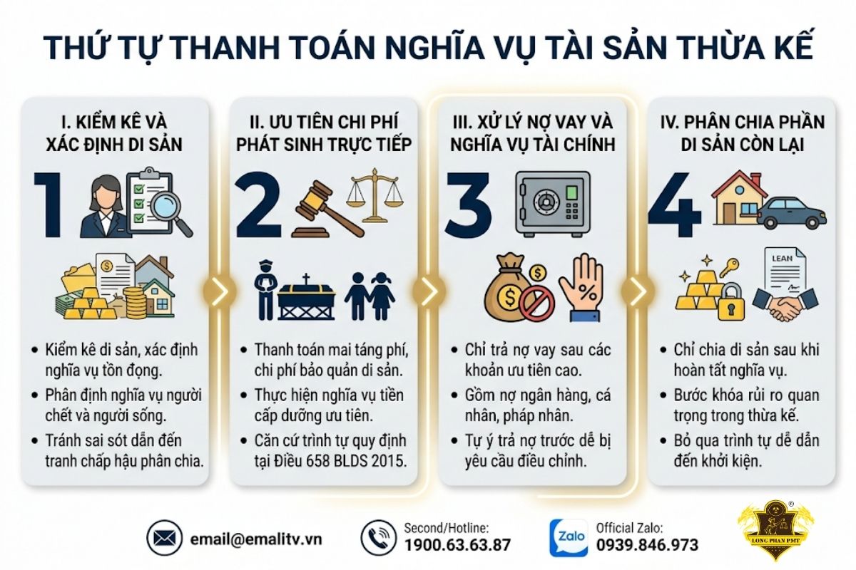 Các khoản chi phí bắt buộc và thứ tự thanh toán theo luật định đối với di sản
