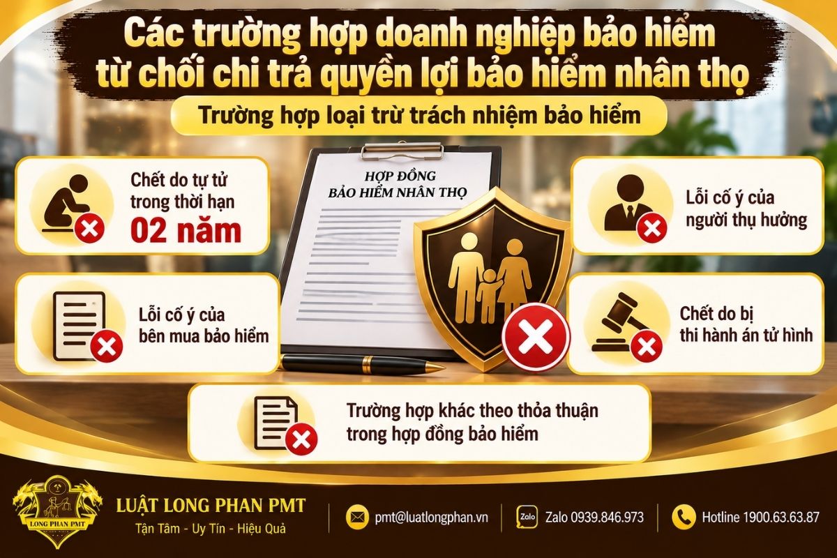 Các trường hợp doanh nghiệp bảo hiểm từ chối chi trả quyền lợi bảo hiểm nhân thọ