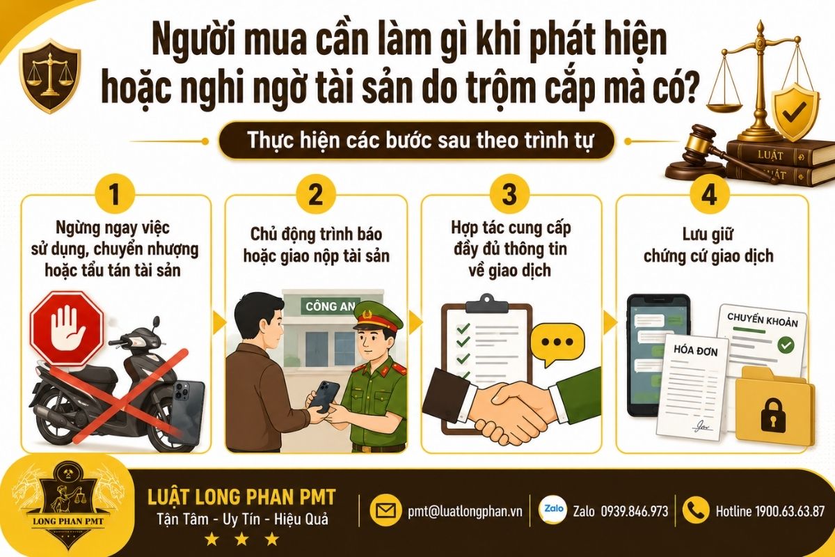 Các bước xử lý khi phát hiện hoặc nghi ngờ tài sản có nguồn gốc từ trộm cắp.