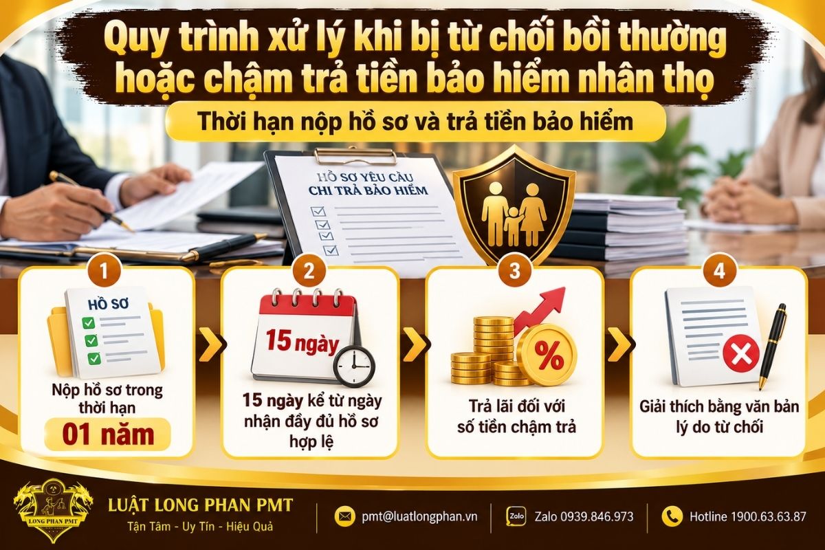 Quy trình xử lý khi bị từ chối bồi thường hoặc chậm trả tiền bảo hiểm nhân thọ.