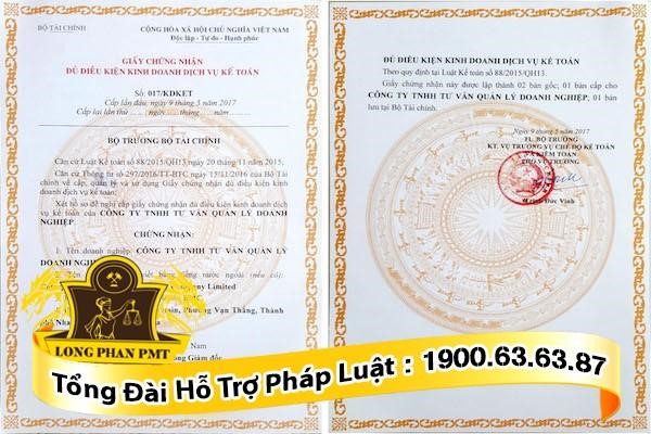 Giấy chứng nhận đủ điều kiện kinh doanh dịch vụ kế toán