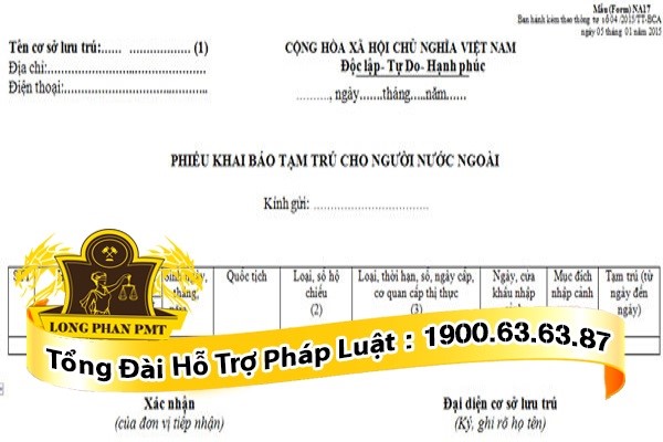 Phiếu khai báo tạm trú cho người nước ngoài
