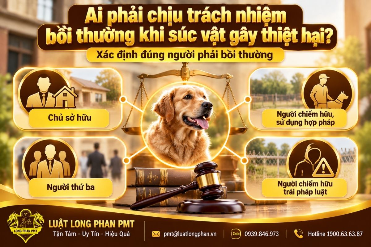 Các chủ thể chịu trách nhiệm bồi thường khi súc vật gây thiệt hại cho người khác.