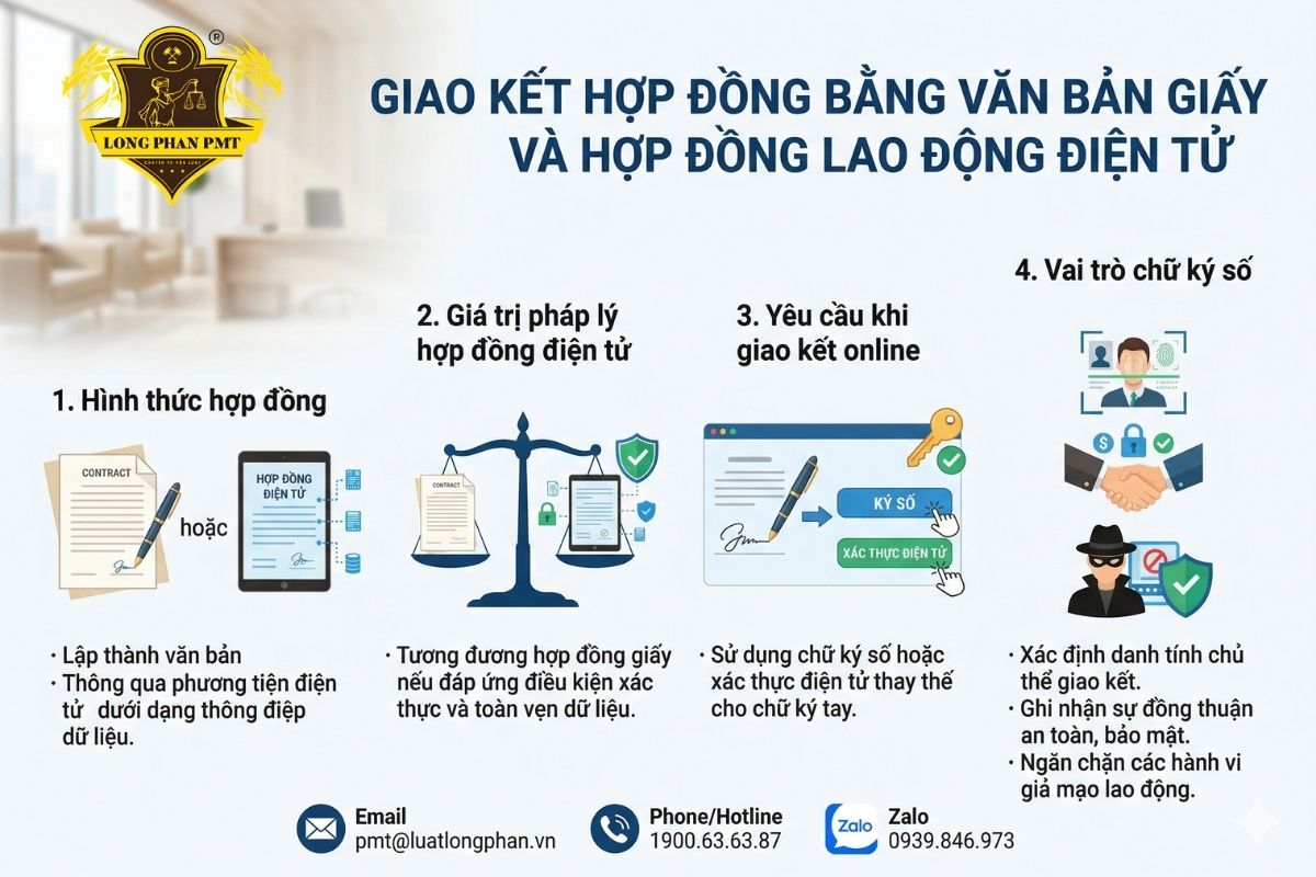 So sánh giao kết hợp đồng bằng văn bản giấy và hợp đồng lao động điện tử năm 2026.