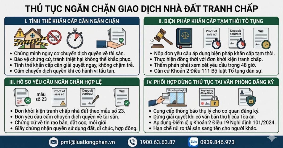Hướng dẫn các bước pháp lý để thực hiện ngăn chặn giao dịch nhà đất tranh chấp an toàn.