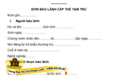 Mẫu đơn xin bảo lãnh tạm trú mới nhất 2022