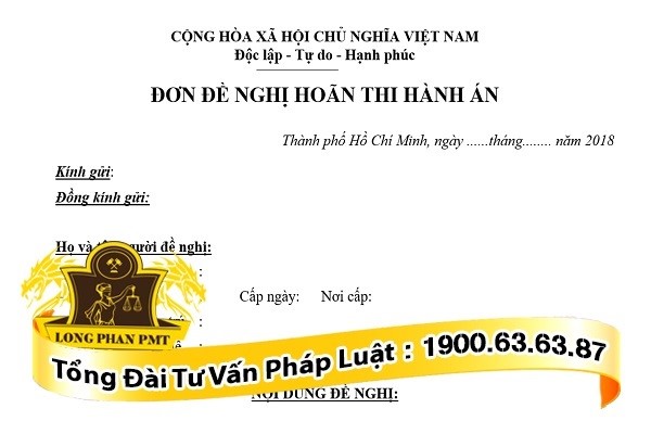 Mẫu đơn đề nghị xin hoãn thi hành án