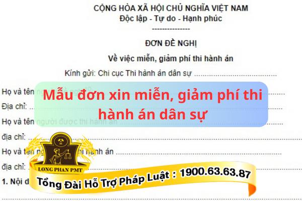 Mẫu đơn xin miễn, giảm phí thi hành án dân sự mới nhất