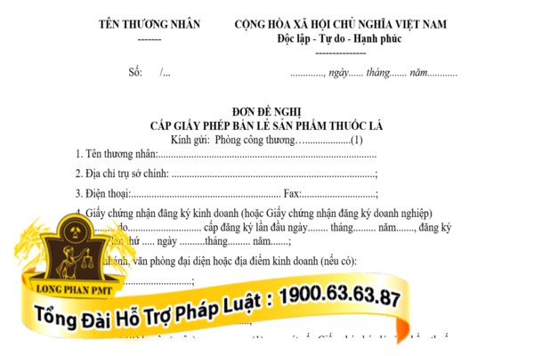 Đơn đề nghị cấp Giấy phép bán lẻ thuốc lá