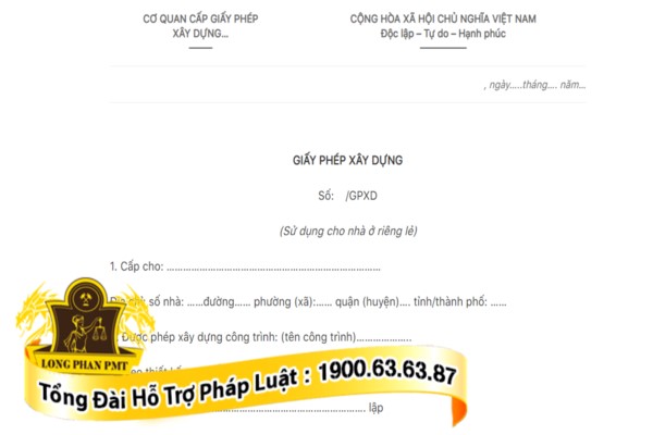 Giấy phép xây dựng sử dụng cho nhà ở riêng lẻ