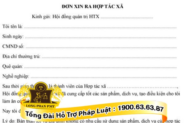 Đơn xin rời khỏi Hợp tác xã
