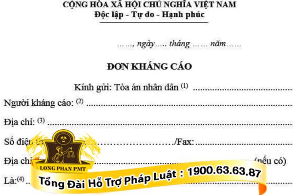 Đơn kháng cáo xin hưởng án treo tại Cần Thơ