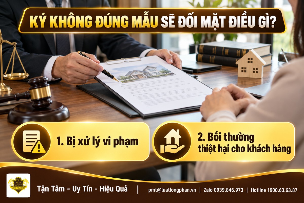Luật sư và khách hàng xem hợp đồng mua bán nhà ở, minh họa hậu quả khi ký hợp đồng không đúng mẫu