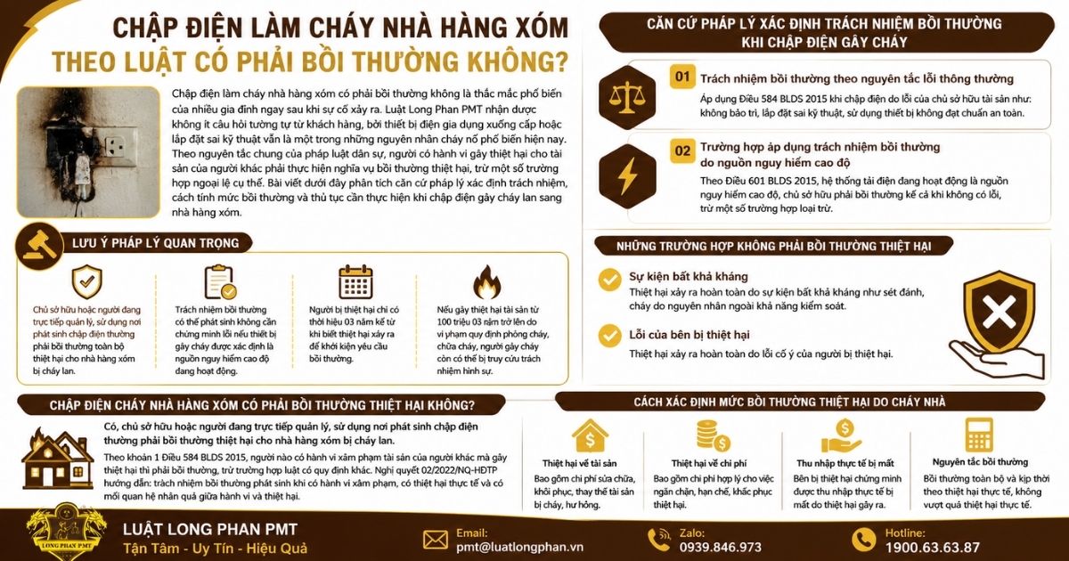 Chập điện làm cháy nhà hàng xóm có phải bồi thường thiệt hại không